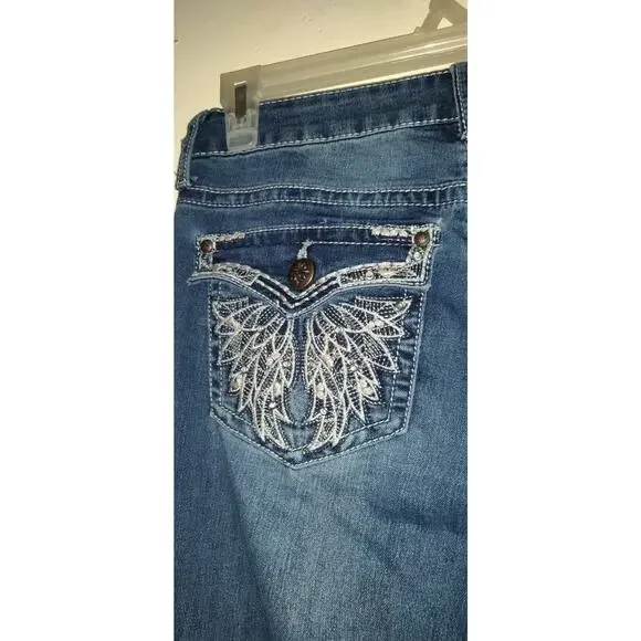 ANA Blue Denim Capris Jeans Women's SIZE 8 BLING Y2K Rhinestones Embellished 8 - Picture 9 of 14